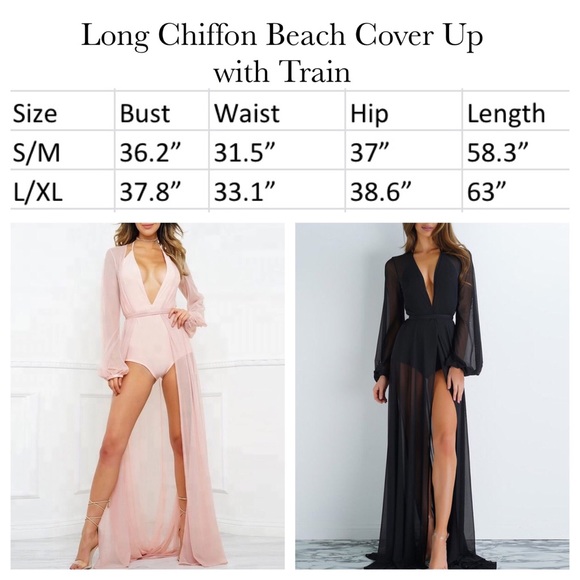 Stunning Long Black Chiffon Beach Cover Up - Picture 8 of 8